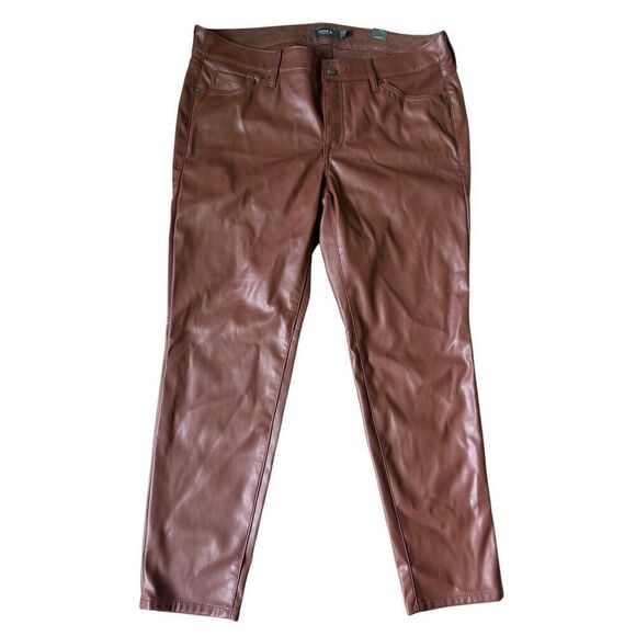 NEW Torrid Perfect Skinny Faux Leather Mid Rise Pants size 14 Brown Root Beer - Picture 3 of 12